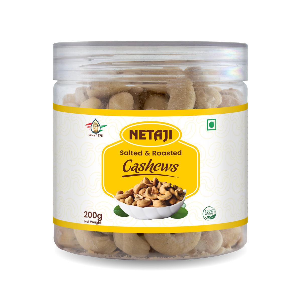 Netaji Salted & Roasted Cashew Nuts 200gms Pack || Grade A+ Kernels || Roasted @ Low Temperature