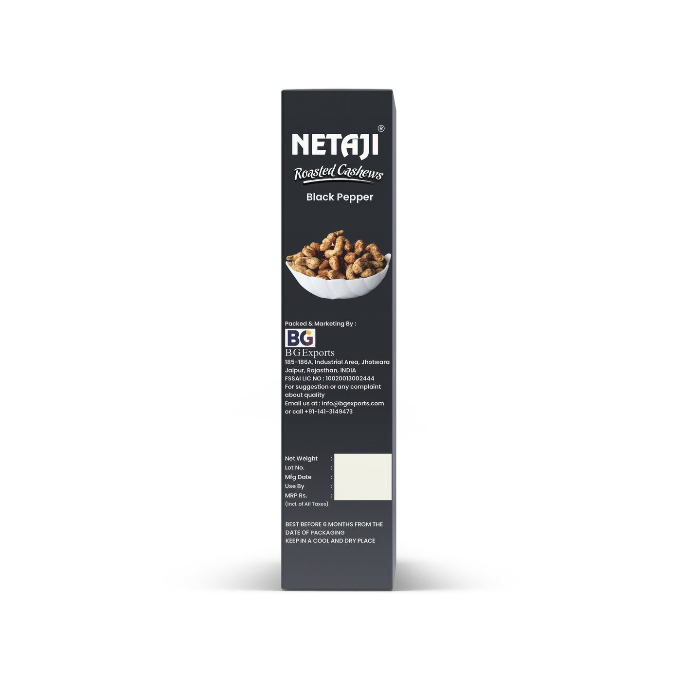 Netaji Black Pepper Roasted Cashew Nuts 250 g BoxAshoka Oil Industries