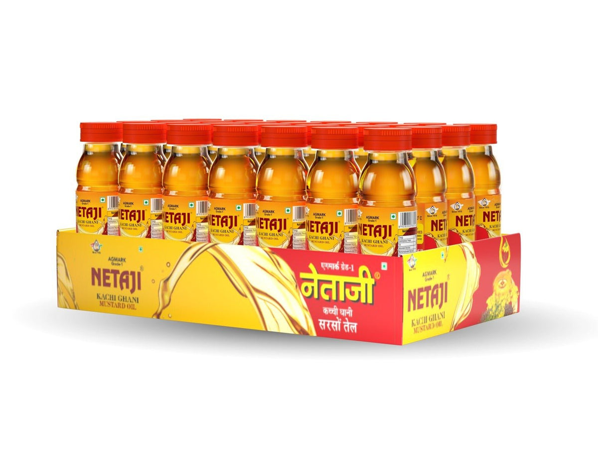 Netaji Kacchi Ghani Mustard Oil 100 ML (28 Bottles Pack)Ashoka Oil Industries