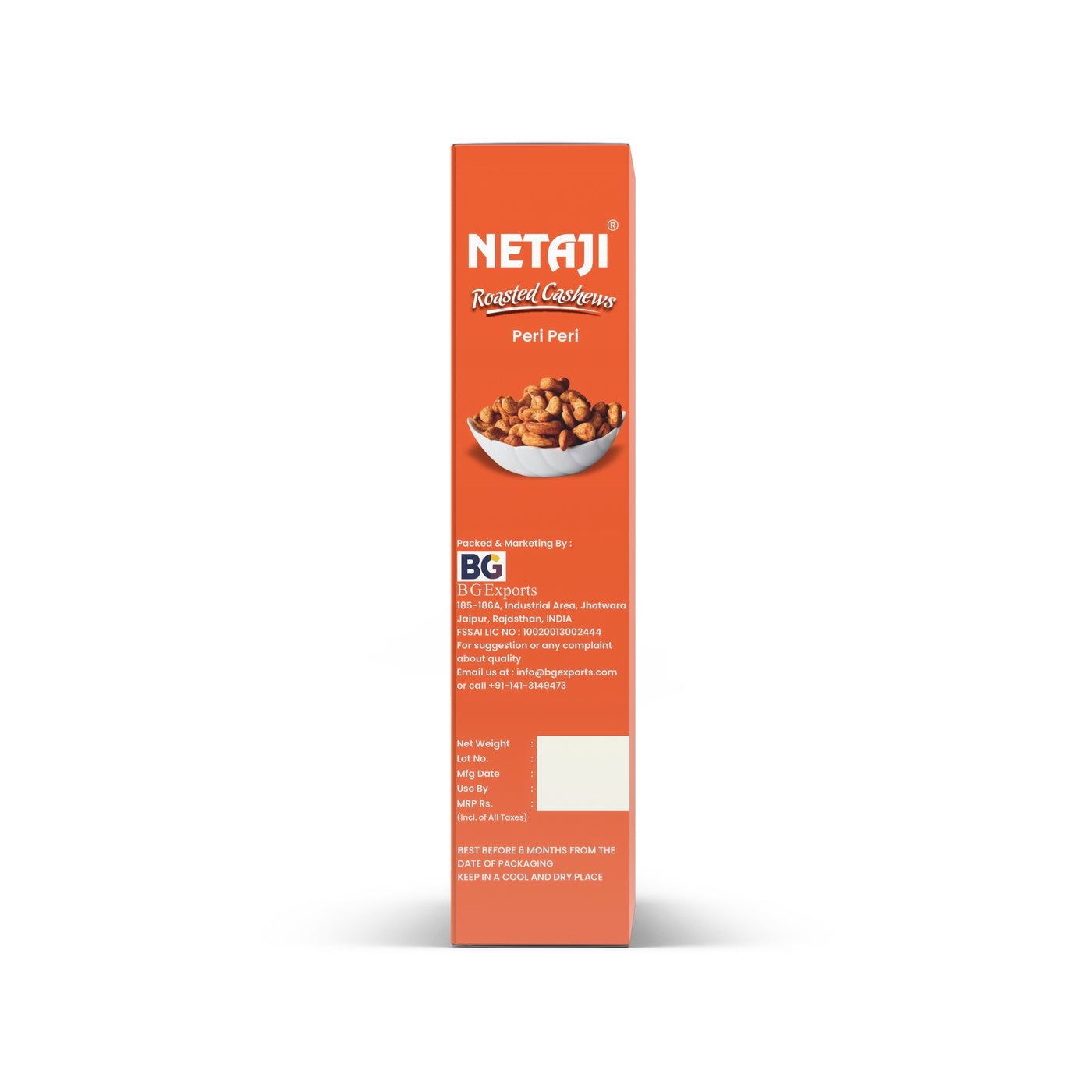 Netaji Peri-Peri Roasted Cashew Nuts 250 g BoxAshoka Oil Industries