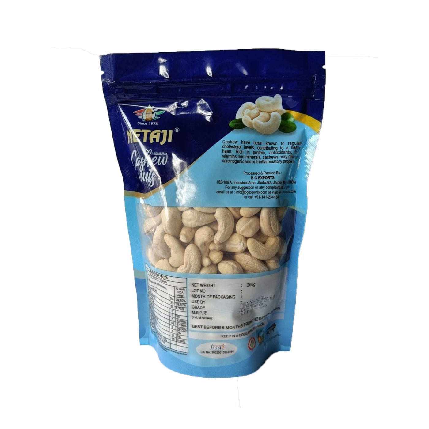 Netaji Premium Cashew Nuts 250 g PouchAshoka Oil Industries