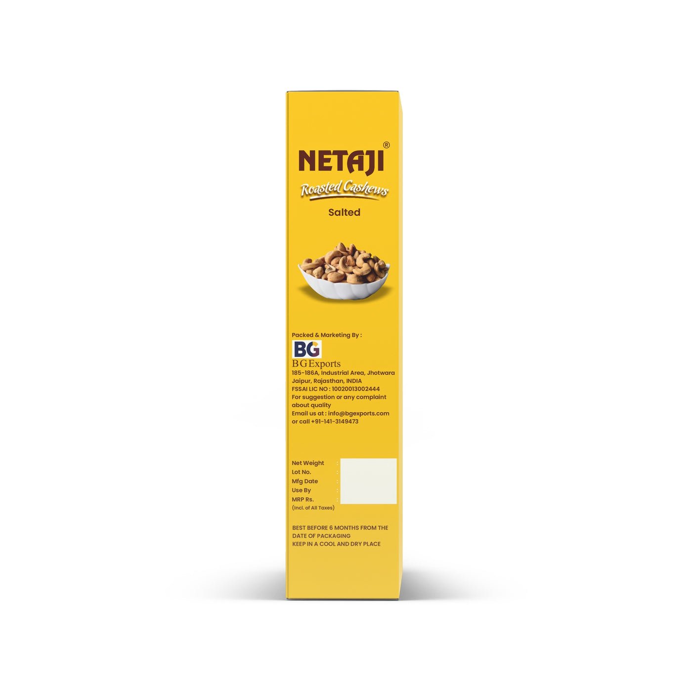 Netaji Salted Roasted Cashew Nuts 250 g BoxAshoka Oil Industries