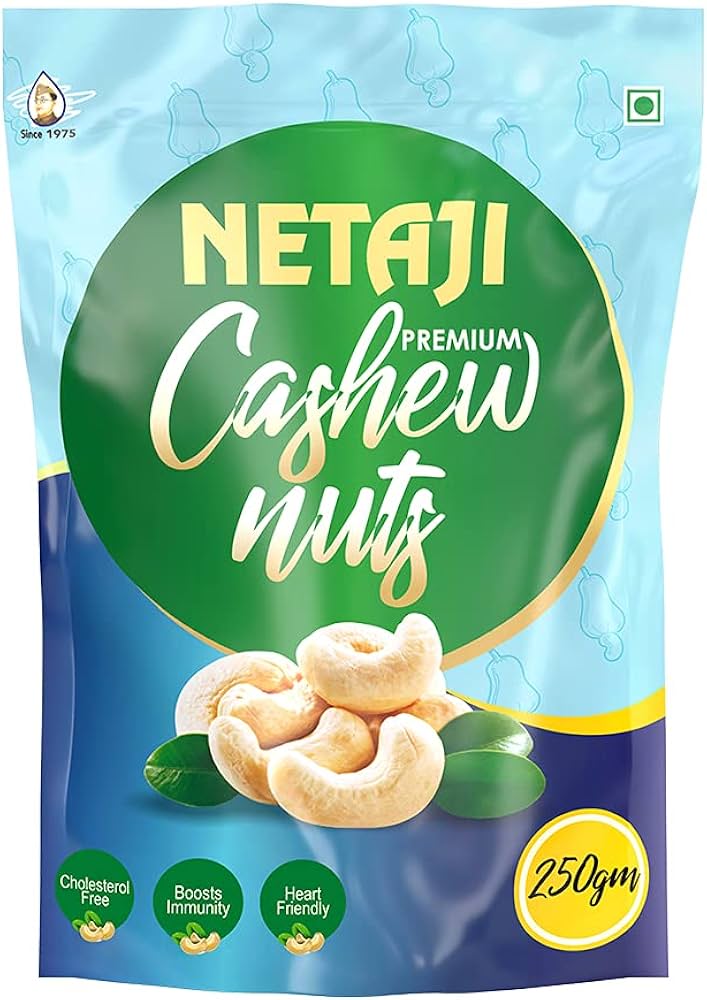 Netaji cashew nuts in clear hygienic jar packaging