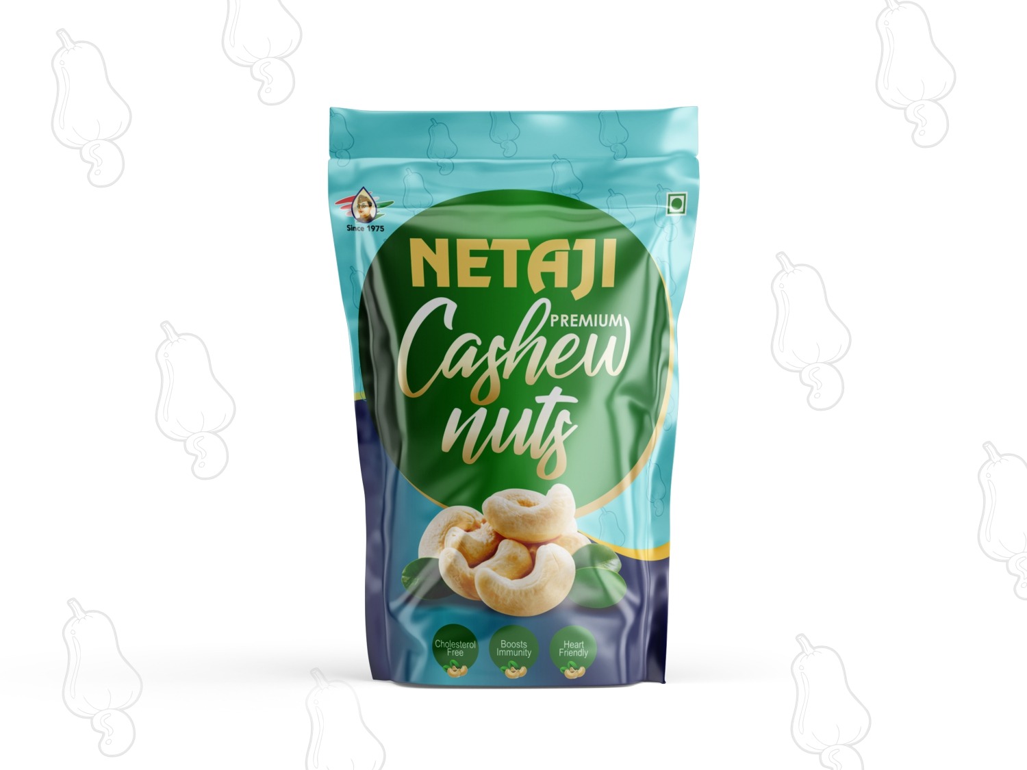 "Netaji Premium Cashew Nuts W320 – 250g resealable pouch of whole cashews"