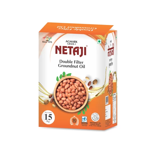 15 kg Tin of Netaji Groundnut Oil – Double Filtered, Natural Peanut Oil for Bulk Use